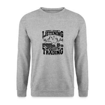 Es tut mir leid, dass ich nicht zugehört habe, an das ich gedacht habe - Unisex Pullover - Weißgrau meliert - Vorne - Alina (178cm) & Michal (187cm)