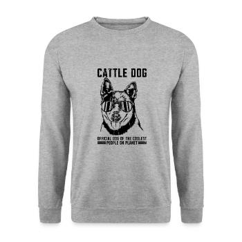 Cattle Dog Offizieller Hund der coolsten Menschen auf - Unisex Pullover - Weißgrau meliert - Vorne - Alina (178cm) & Michal (187cm)
