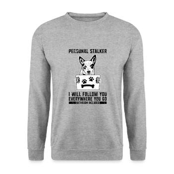 Harceleur personnel Je te suivrai partout où tu es - Sweat-shirt Unisexe - gris chiné - Devant - Alina (178cm) & Michal (187cm)