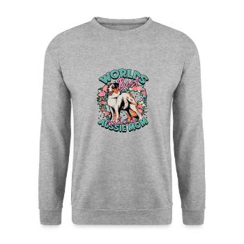 World's Best Aussie Mom - doggo - Unisex Sweatshirt - salt & pepper - Front - Alina (178cm) & Michal (187cm)