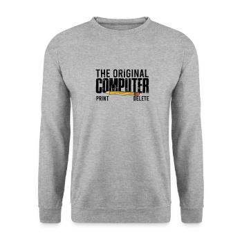 Der ursprüngliche Computerdruck löschen - Informationen - Unisex Pullover - Weißgrau meliert - Vorne - Alina (178cm) & Michal (187cm)
