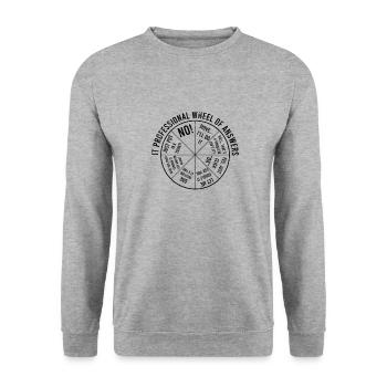 Antwortrad für IT-Experten - Code - Unisex Pullover - Weißgrau meliert - Vorne - Alina (178cm) & Michal (187cm)