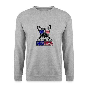 Merica - Hundeliebhaber - Unisex Pullover - Weißgrau meliert - Vorne - Alina (178cm) & Michal (187cm)
