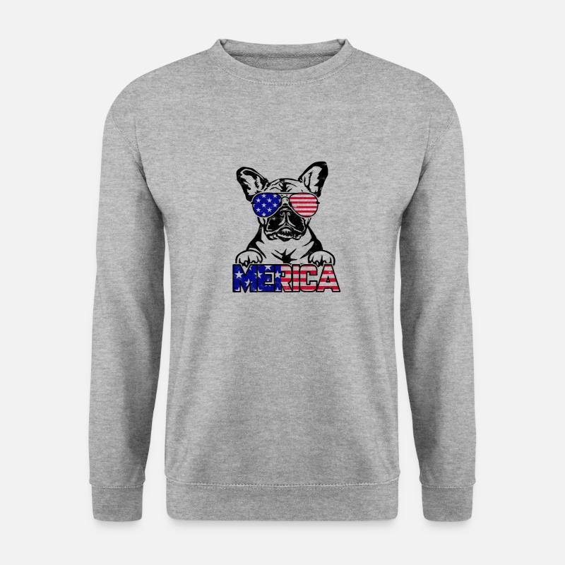Merica - Hundeliebhaber - Unisex Pullover - Weißgrau meliert