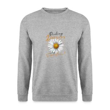 Cueillir des marguerites C’est ma superfleur - floraison - Sweat-shirt Unisexe - gris chiné - Devant - Alina (178cm) & Michal (187cm)