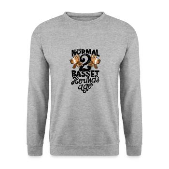 Ich war normal 2 Basset Hounds vor - Basset Hound - Unisex Pullover - Weißgrau meliert - Vorne - Alina (178cm) & Michal (187cm)