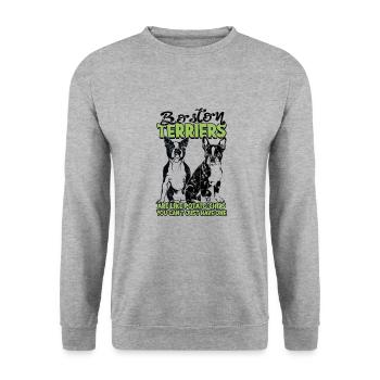 Les terriers de Boston sont comme des croustilles que vous ne pouvez pas - Sweat-shirt Unisexe - gris chiné - Devant - Alina (178cm) & Michal (187cm)