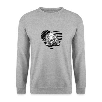 Boykin épagneul chien silhoutte avec drapeau américain - Sweat-shirt Unisexe - gris chiné - Devant - Alina (178cm) & Michal (187cm)