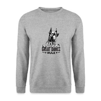 Alle Hunde sind cool, aber die Doggen regieren - Hunde - Unisex Pullover - Weißgrau meliert - Vorne - Alina (178cm) & Michal (187cm)