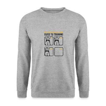 Soft Coated Wheaten Terrier Leitfaden zum Training Sit - Unisex Pullover - Weißgrau meliert - Vorne - Alina (178cm) & Michal (187cm)
