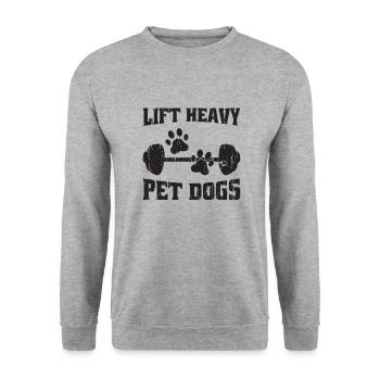 Heben Sie schwere Haustierhunde - Hundebefehle - Unisex Pullover - Weißgrau meliert - Vorne - Alina (178cm) & Michal (187cm)