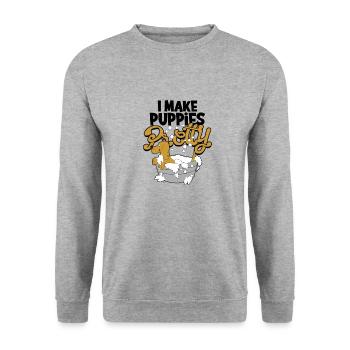 Ich mache Welpen hübsch - Pflege - Unisex Pullover - Weißgrau meliert - Vorne - Alina (178cm) & Michal (187cm)