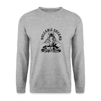 Vulkanische Träume, feurige Ambitionen. -Vulkan - Unisex Pullover - Weißgrau meliert - Vorne - Alina (178cm) & Michal (187cm)
