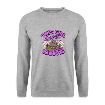 DIESES MÄDCHEN LIEBT IHRE COWBOYS - Sports Passion - Unisex Pullover - Weißgrau meliert - Vorne - Alina (178cm) & Michal (187cm)