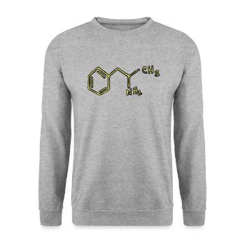 Amphetamine structural formula chemistry - Unisex Sweatshirt - salt & pepper - Front - Alina (178cm) & Michal (187cm)