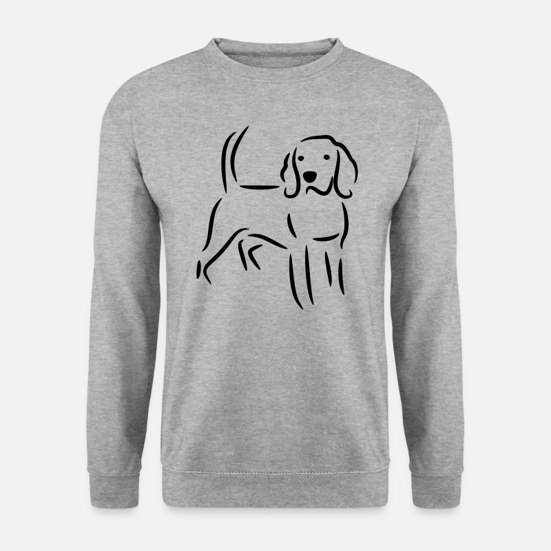 Beagle chien - dessin simple en noir - Sweat-shirt Unisexe - gris chiné