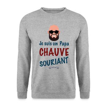 Papa chauve souriant - Sweat-shirt Unisexe - gris chiné - Devant - Alina (178cm) & Michal (187cm)