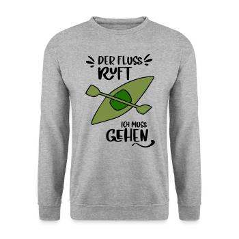 RIVER CALLS CANOE KAYAK WHITE WATER GO LAKE MOTIF - Unisex Sweatshirt - salt & pepper - Front - Alina (178cm) & Michal (187cm)