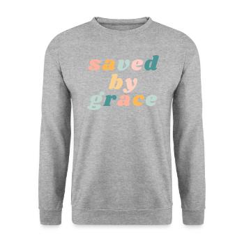 Sauvé par la grâce - Happy Colorful Vibe Christian - Sweat-shirt Unisexe - gris chiné - Devant - Alina (178cm) & Michal (187cm)
