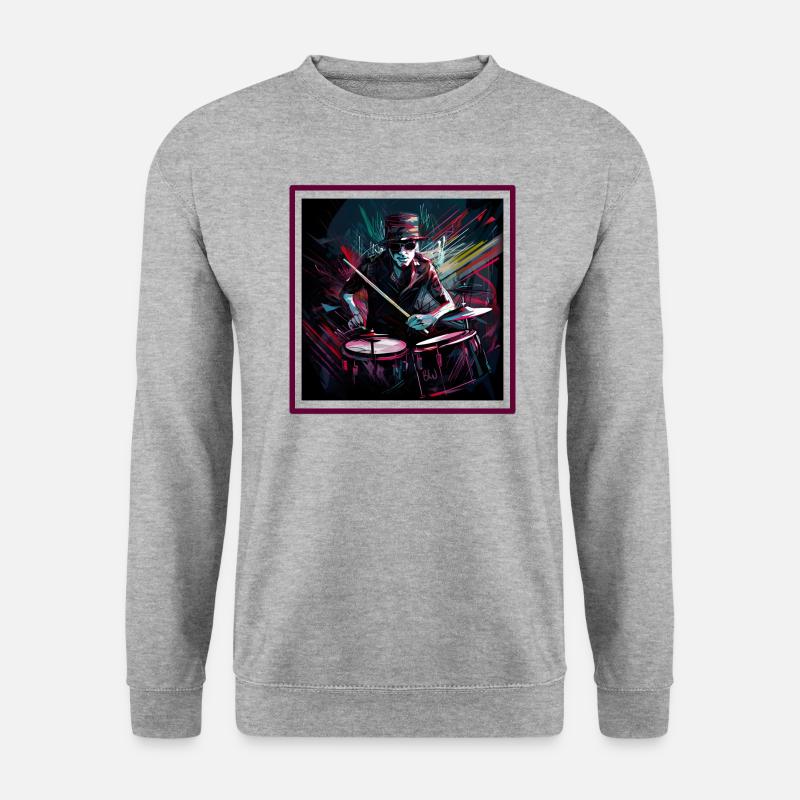 Pink Drummer - Unisex Pullover - Weißgrau meliert