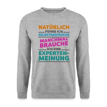 Selbstgespräche für Expertenmeinung - dunkel - Unisex Pullover - Weißgrau meliert - Vorne - Alina (178cm) & Michal (187cm)