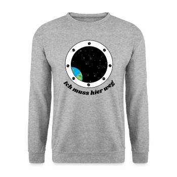 Space Earth in Spaceship - Unisex Sweatshirt - salt & pepper - Front - Alina (178cm) & Michal (187cm)