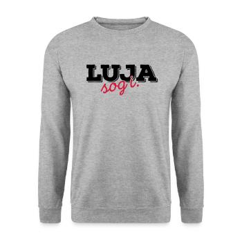 Luja sog i 2C - Unisex Pullover - Weißgrau meliert - Vorne - Alina (178cm) & Michal (187cm)