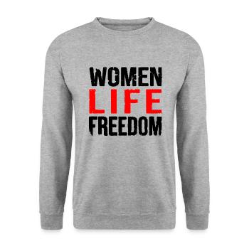 Women life freedom - Unisex Pullover - Weißgrau meliert - Vorne - Alina (178cm) & Michal (187cm)