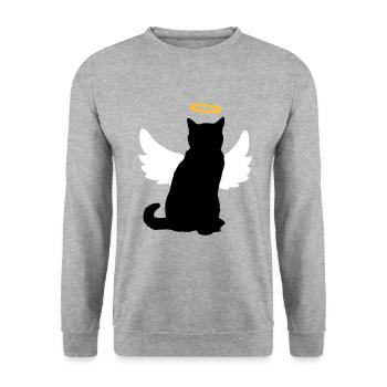 Chat d'ange avec des ailes et un halo! - Sweat-shirt Unisexe - gris chiné - Devant - Alina (178cm) & Michal (187cm)