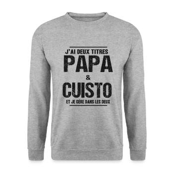 Cadeau papa cuisinier père cuisto - Sweat-shirt Unisexe - gris chiné - Devant - Alina (178cm) & Michal (187cm)
