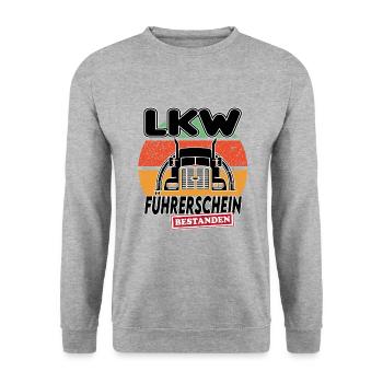 Lkw Führerschein bestanden - Unisex Pullover - Weißgrau meliert - Vorne - Alina (178cm) & Michal (187cm)