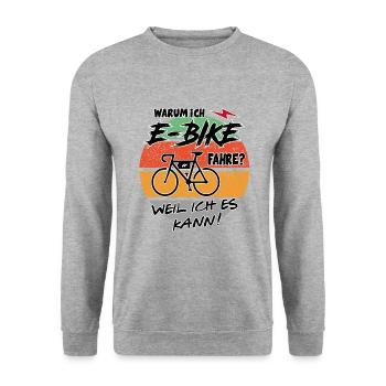 E Bike Elektrofahrrad Fahrrad fahren - Unisex Pullover - Weißgrau meliert - Vorne - Alina (178cm) & Michal (187cm)