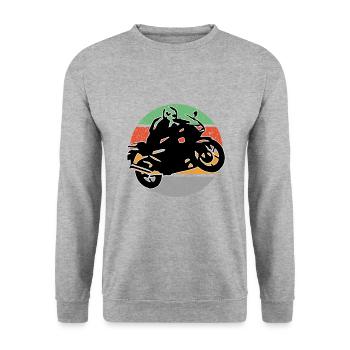 Motorradfahrer Motorradfahrerin Moto Cross - Unisex Pullover - Weißgrau meliert - Vorne - Alina (178cm) & Michal (187cm)