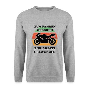 Motorradfahrer Motorradfahrerin Biker Sprüche - Unisex Pullover - Weißgrau meliert - Vorne - Alina (178cm) & Michal (187cm)