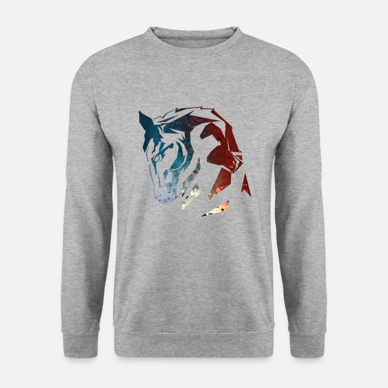 PFERDEKOPF PFERD REITEN REITER - Unisex Pullover - Weißgrau meliert