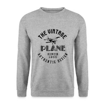 vintage plane avion - Sweat-shirt Unisexe - gris chiné - Devant - Alina (178cm) & Michal (187cm)