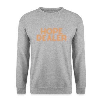 Hope Dealer - Christian Quote - Unisex Sweatshirt - salt & pepper - Front - Alina (178cm) & Michal (187cm)