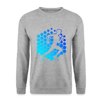 Rennen Herren Fitness Laufen Running Jogging - Unisex Pullover - Weißgrau meliert - Vorne - Alina (178cm) & Michal (187cm)
