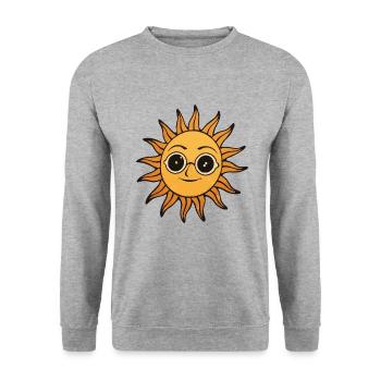 Soleil - Motifs Vintage - Sweat-shirt Unisexe - gris chiné - Devant - Alina (178cm) & Michal (187cm)