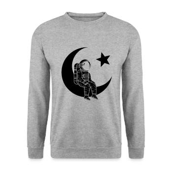 Homme de la Lune - Design d’astronaute turc - Sweat-shirt Unisexe - gris chiné - Devant - Alina (178cm) & Michal (187cm)