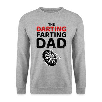 Darts Players Bullseye Fart Dad Fathers Day Funny - Unisex Sweatshirt - salt & pepper - Front - Alina (178cm) & Michal (187cm)