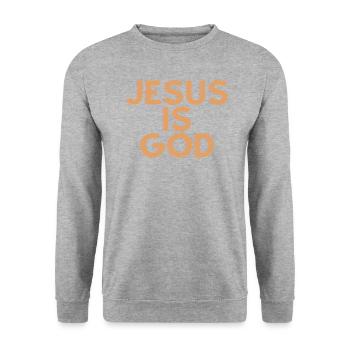 Jésus est Dieu - Citation chrétienne - Sweat-shirt Unisexe - gris chiné - Devant - Alina (178cm) & Michal (187cm)