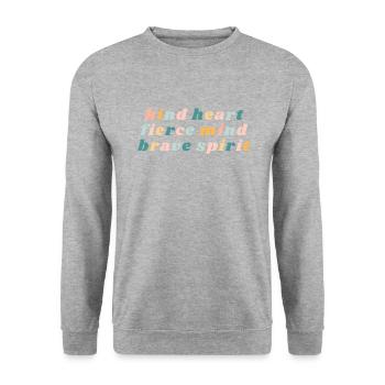 Freundliches Herz Heftiger Geist Tapferer Geist - Christian - Unisex Pullover - Weißgrau meliert - Vorne - Alina (178cm) & Michal (187cm)