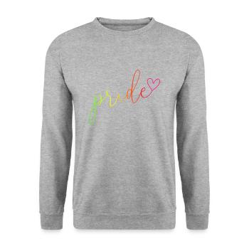 Pride Regenbogen Farben Schrift - Unisex Pullover - Weißgrau meliert - Vorne - Alina (178cm) & Michal (187cm)