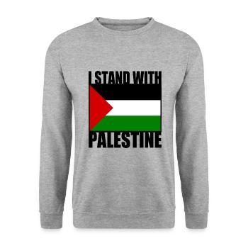 I stand with palestine - Unisex Sweatshirt - salt & pepper - Front - Alina (178cm) & Michal (187cm)