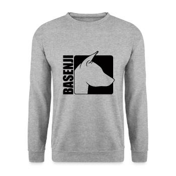 Basenji Profil Hund Hunde Wilsigns - Unisex Pullover - Weißgrau meliert - Vorne - Alina (178cm) & Michal (187cm)