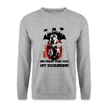LPT close! We fight for you! - Unisex Sweatshirt - salt & pepper - Front - Alina (178cm) & Michal (187cm)