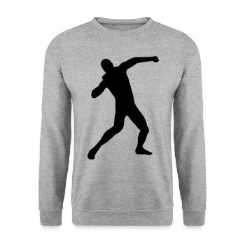 Kugelstoßen - Unisex Pullover - Weißgrau meliert - Vorne - Alina (178cm) & Michal (187cm)