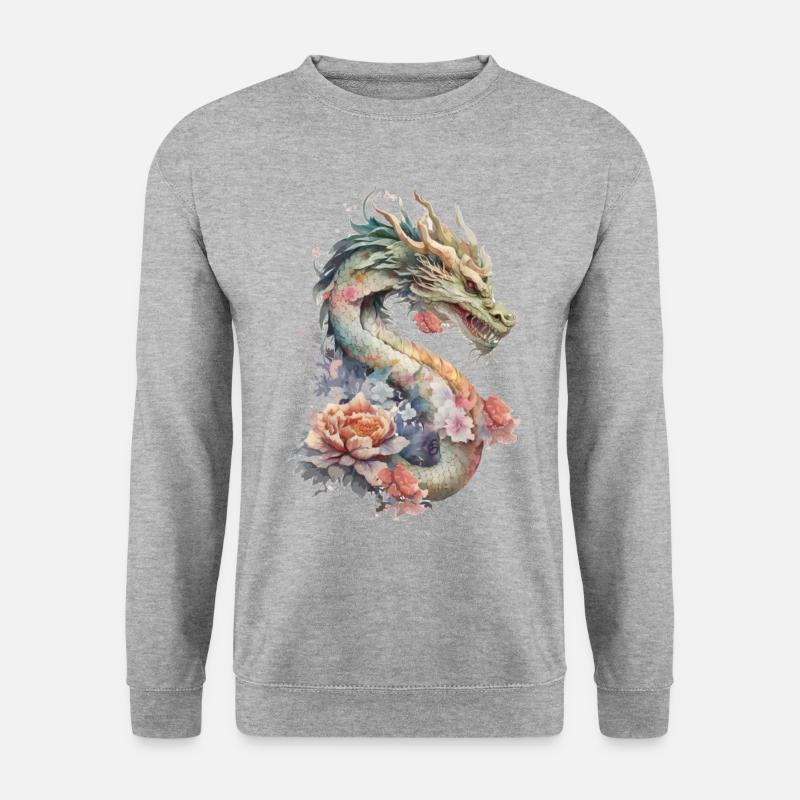 Chinesischer Drache - Unisex Pullover - Weißgrau meliert