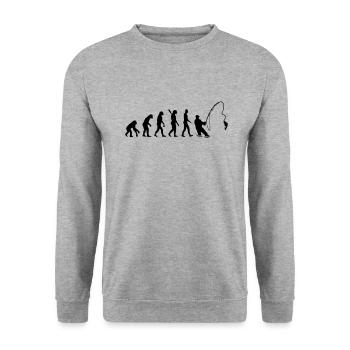 evolution Fliegenfischen - Unisex Pullover - Weißgrau meliert - Vorne - Alina (178cm) & Michal (187cm)